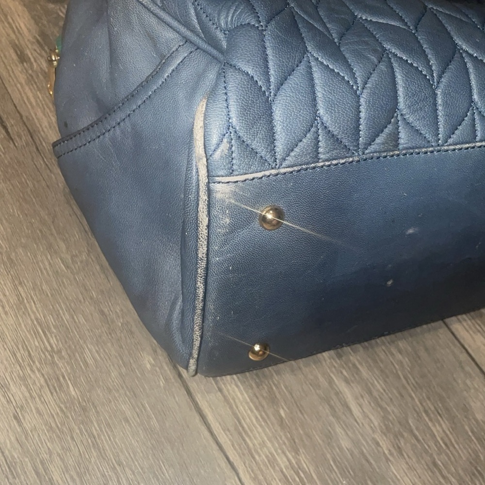 Ralph Lauren Blue Quilted Leather Zip Satchel - Picture 8 of 12